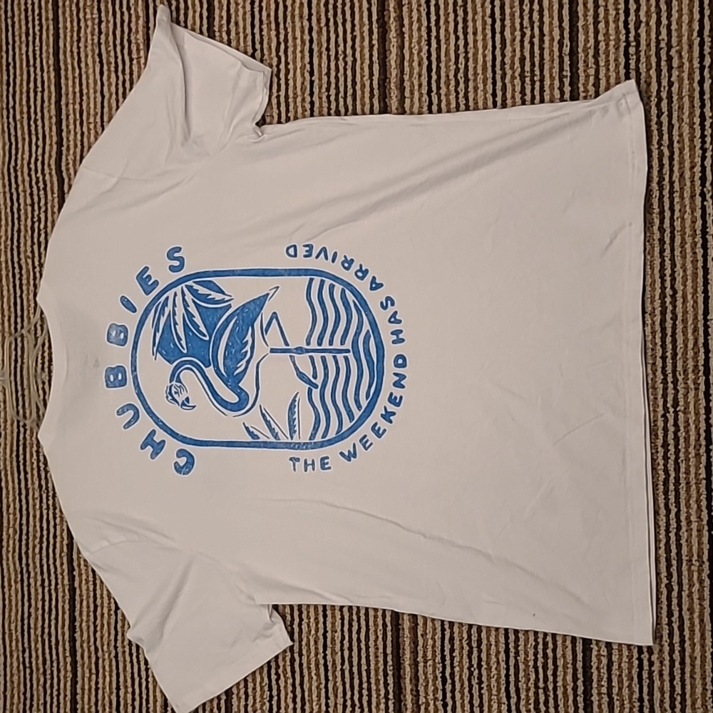 CHUBBIES White Blue The Flamingo Shirt Large Short Sleeve Mens T Shirt NEW - Picture 8 of 8
